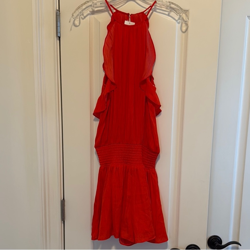Red Ruffled Tiered Halter Sundress